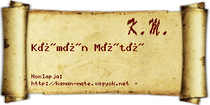 Kámán Máté névjegykártya