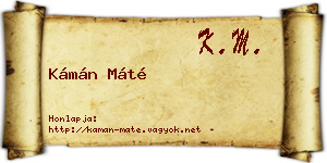 Kámán Máté névjegykártya